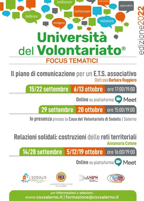 Univol Focus Tematici Autunnali Universit Del Volontariato