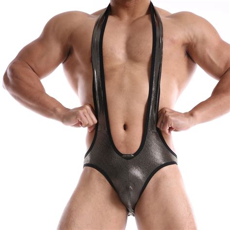 Jual Men Sexy Mesh Bodysuit Jockstrap Bodywear One Piece Wrestling