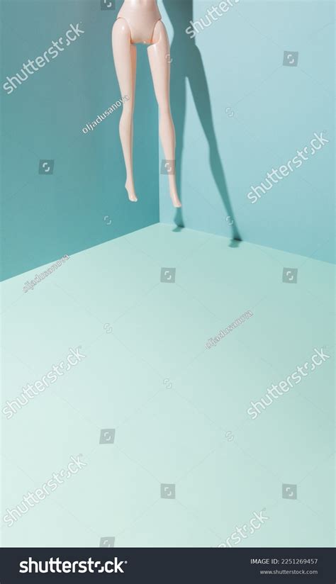 Naked Bare Feet Levitation Floating Blue Stock Photo