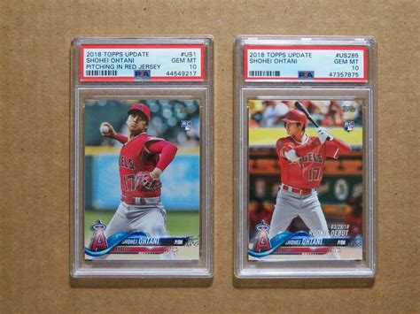 Shohei Ohtani Rc Set 2018 Topps Update Us1 And Us285 Psa 10 Pitching