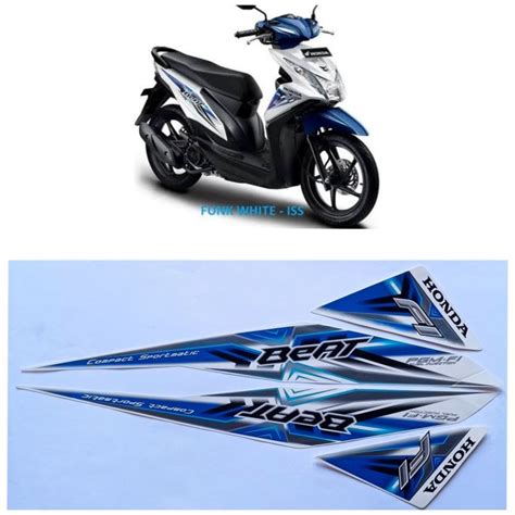 Stiker Striping Honda Beat F Warna Putih Biru Lazada Indonesia