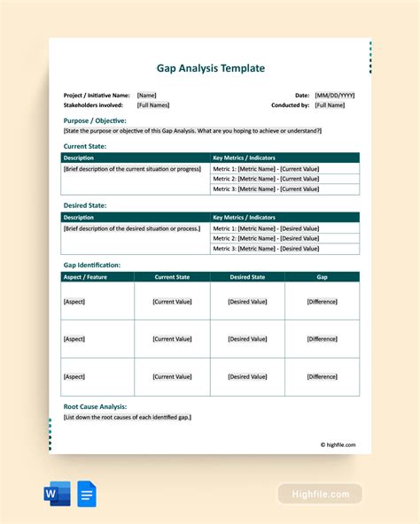 Gap Analysis Template - Word | Google Docs - Highfile