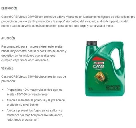 Aceite Castrol Crb Viscus 25w 60 4 Litros En Venta En Brandsen Buenos