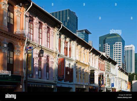 Old Chinese Shophouses Along Mosque Street In Singapores Chinatown