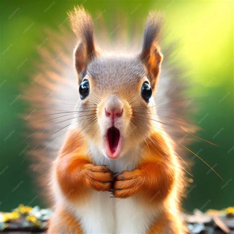 Premium Photo | Photo of a Shocked real Squirrel on nature background