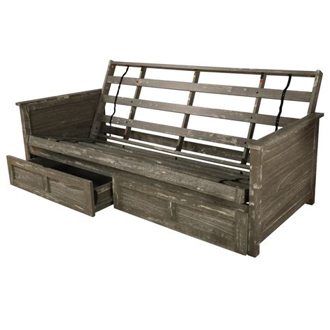 Lexington Full Wood Futon frame with Drawers Weathered Gray – Futon World