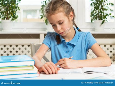 Girl Doing Her Homework Stock Image Image Of Homework 105018193