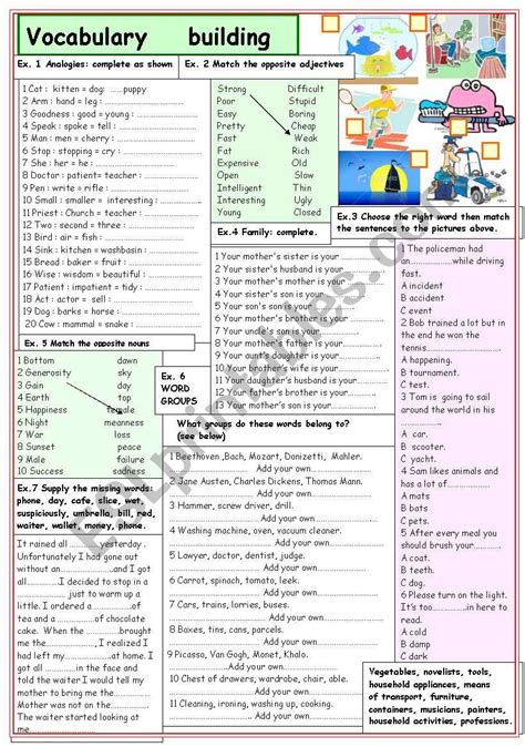 Vocabulary Building Esl Worksheet By Lilianarota