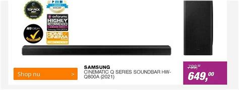 Samsung Cinematic Q Series Soundbar Hw Q800a 2021 Aanbieding Bij Ep 1folders Nl