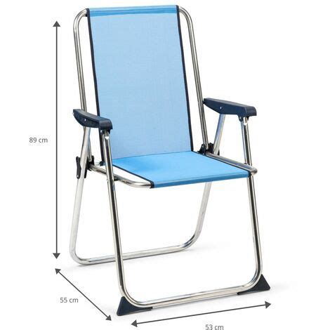 Chaise De Plage Pliante Solenny Avec Dossier Haut Bleu X X Cm