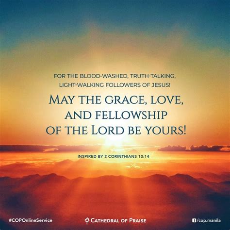 2 Corinthians 13 14 May The Grace Love And Fellowship Of The Lord Be