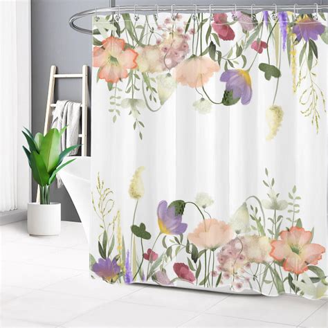 Vibrant Watercolor Wildflowers Shower Curtain Add A Pop Of Pink And