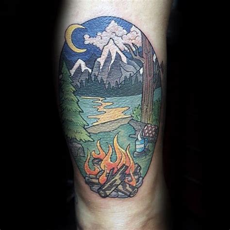 50 Campfire Tattoo Designs For Men - Great Outdoors Ink Ideas