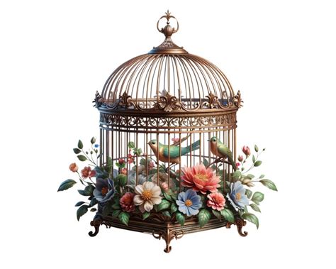 Vintage Birdcage Clipart Antique Bird Cage Illustration Shabby