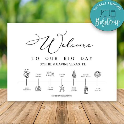 Editable Elegant Wedding Timeline Template Instant Download