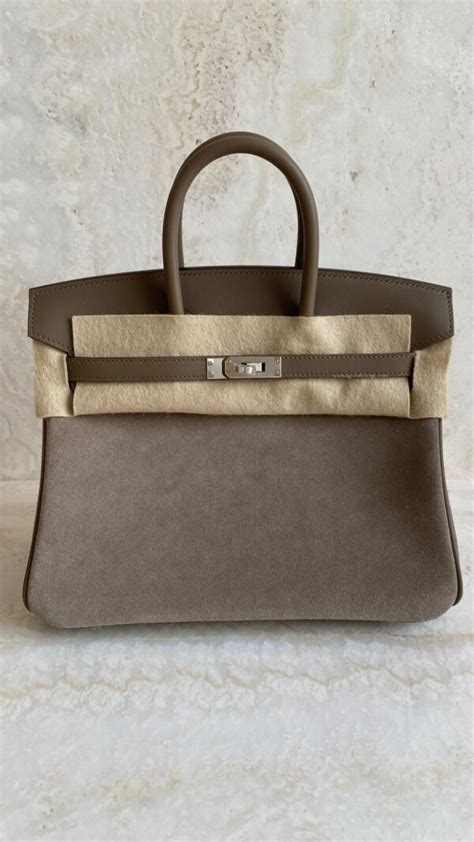 Hermès Birkin 25 Gris Caillou Etoupe Grizzly Swift With Silver Hardware