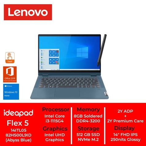 Jual Lenovo Ideapad Flex 5i 14itl05 82hs00l9id Core I3 1115g48gb