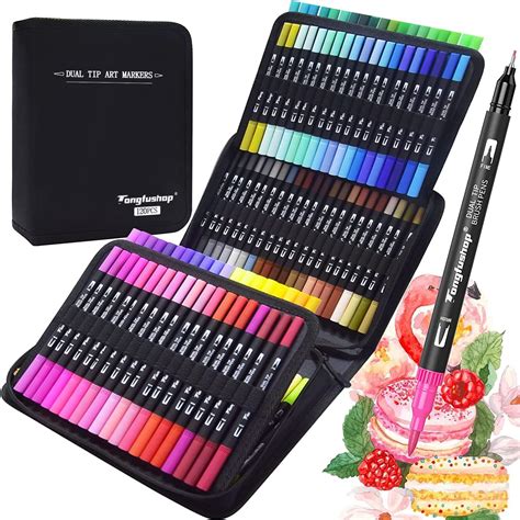 Tongfushop Brush Pen Colori Pennarelli Doppia Punta Pennarelli