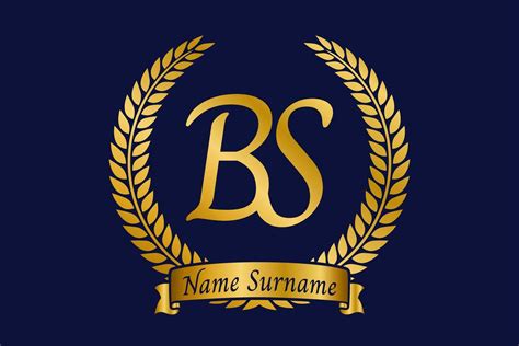 Initial letter B and S, BS monogram logo design with laurel wreath ...