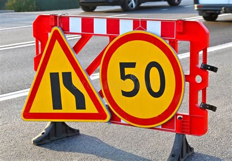 Road work sign stock photo. Image of attention, city - 232039004