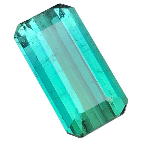 Rare Neon Bluish Green Tourmaline Gemstones Ct Emerald Cut For