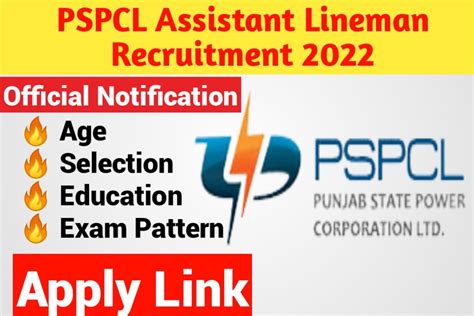 PSPCL Assistant Lineman Recruitment 2022 Apply Online For 1690 Vacancies