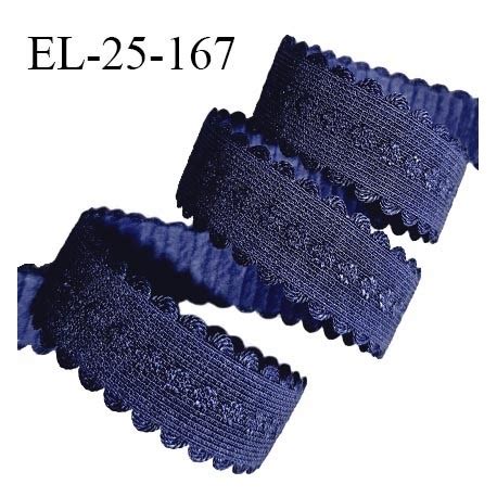 Elastique lingerie 24 mm couleur bleu marine avec picots de chaque côté prix au mètre mercerie