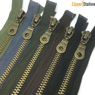 No Heavy Duty Antique Brass Metal Zips Open End Zipper Black