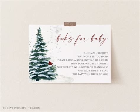 Book Request Card Printable Rustic Books For The Baby Winter Baby