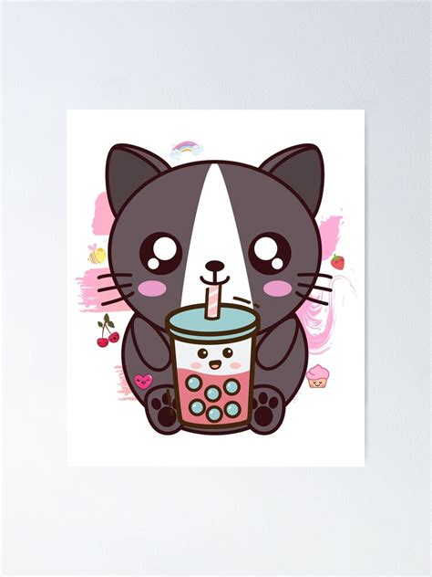 Cat Boba Tea Bubble Tea Anime Kawaii Neko Poster By Souhaib222