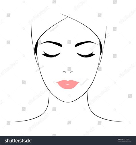 Beautiful Womans Face Closed Eyes Vector Stock Vector 113532112