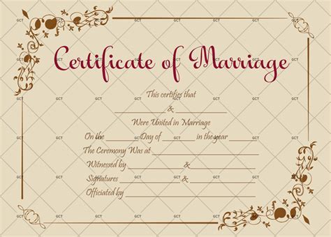 Marriage Certificate Template Golden Themed Gct