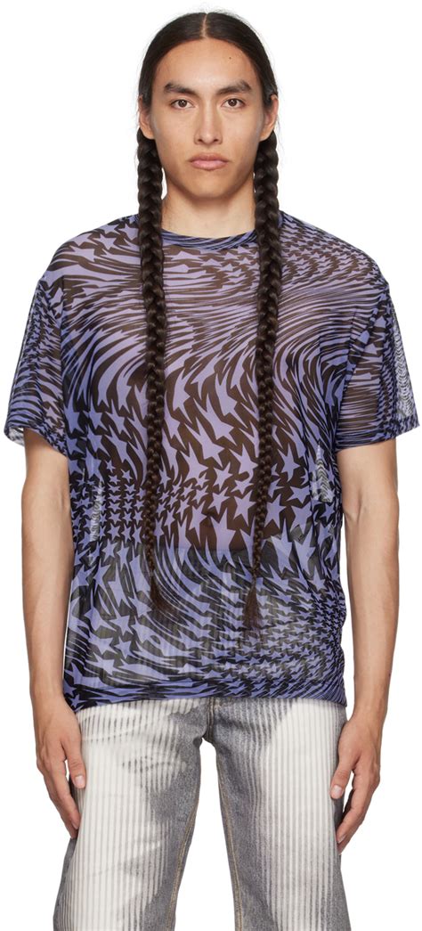 Mugler Blue And Black Star T Shirt Mugler