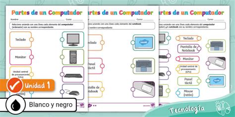 Computador Partes Actividad Tecnolog A Elementos