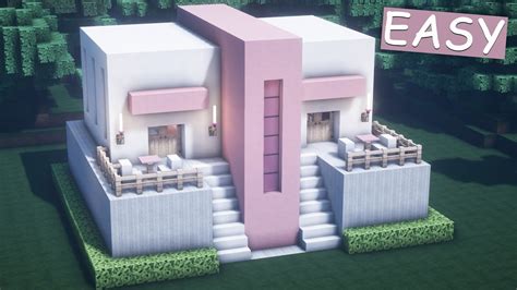 Minecraft How To Build A Cute Pink House And Interior In Minecraft 474 Youtube