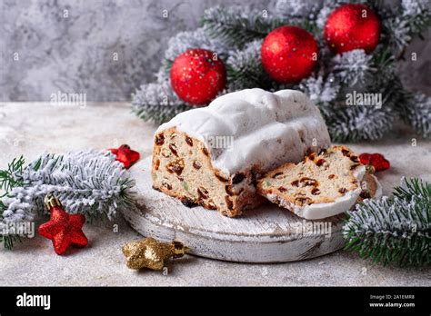 Traditional German Christmas Cake Stollen Stock Photo Alamy