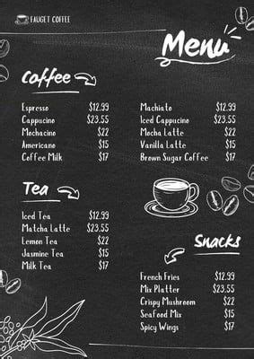 Dark Rustic Chalkboard Texture Cafe Menu Templates By Canva In