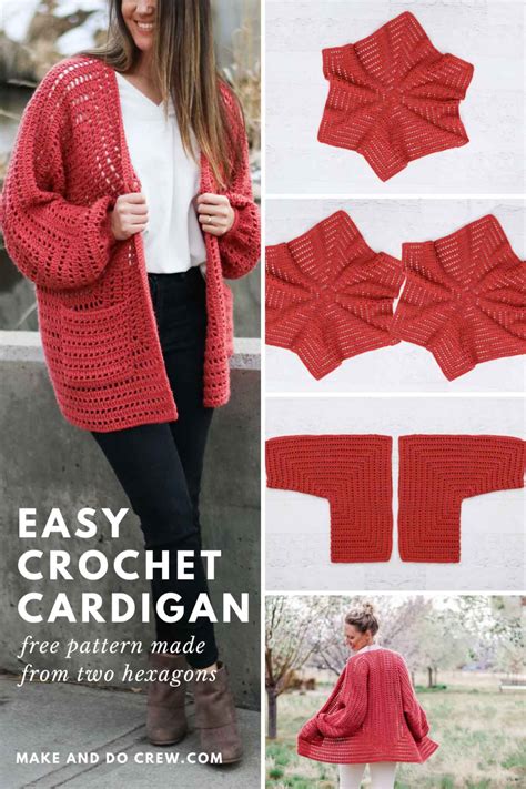 Easy Crochet Sweater Pattern Made From 2 Hexagons Make And Do Crew Crochet Sweater