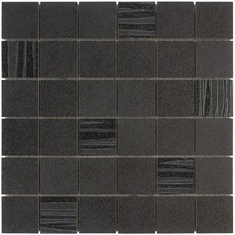 Bond Tile Remnant Black 4 In X 8 In Textured Mosaic Porcelain Floor And Wall Tile Sample