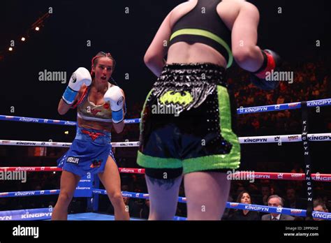 LONDON, UK - APRIL 22: Avery Pongracz battles Whitney Johns in their 140 lbs fight during the ...