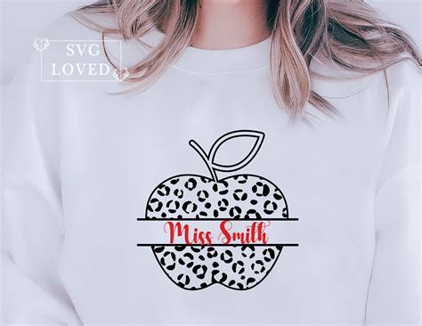 Apple Name Frame Svg Teacher Svg Teacher Shirt Svg Monogram Svg Teacher Appreciation Teacher