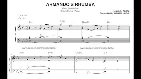 Chick Corea Armando S Rhumba Solo Piano Transcription Youtube