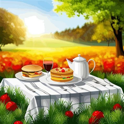 Premium Vector Rustic Countryside Picnic With Fresh Portico And Juice