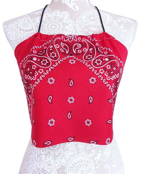 Bandana Halter Crop Top Shirt Red Crop Top Shirts Halter Crop Top