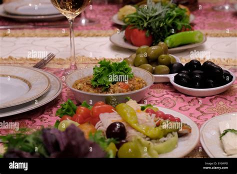 Traditional Food Served In A Restaurant In The City Of Baku Capital Of