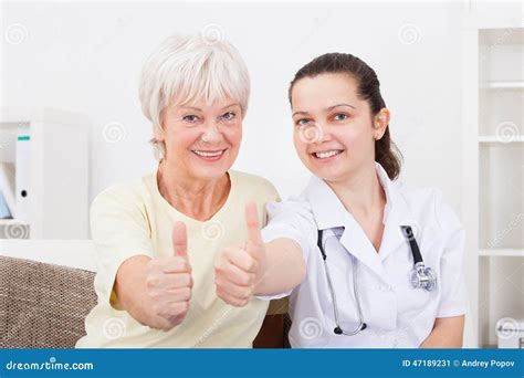 Doctor And Patient Showing Thumb Up Stock Image Image Of Conversation