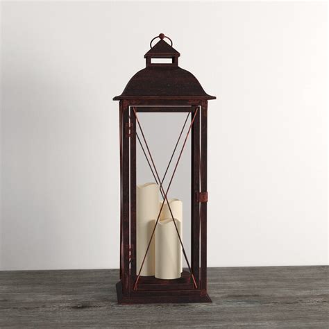 Three Posts Traditional Tall 27 25 Metal Floor Lantern With Candle