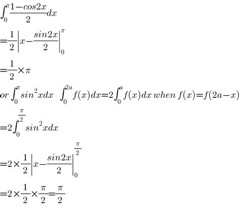 Evaluate 0 Pi Sin 2 Xdx Tinku Tara