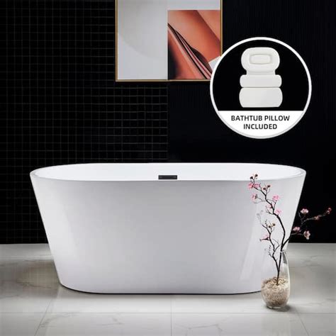 WOODBRIDGE Archie 59 In Acrylic FlatBottom Double Ended Bathtub With