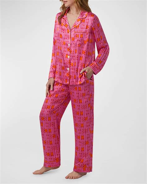 Trina Turk X Bedhead Pajamas Geometric Print Silk Satin Pajama Set